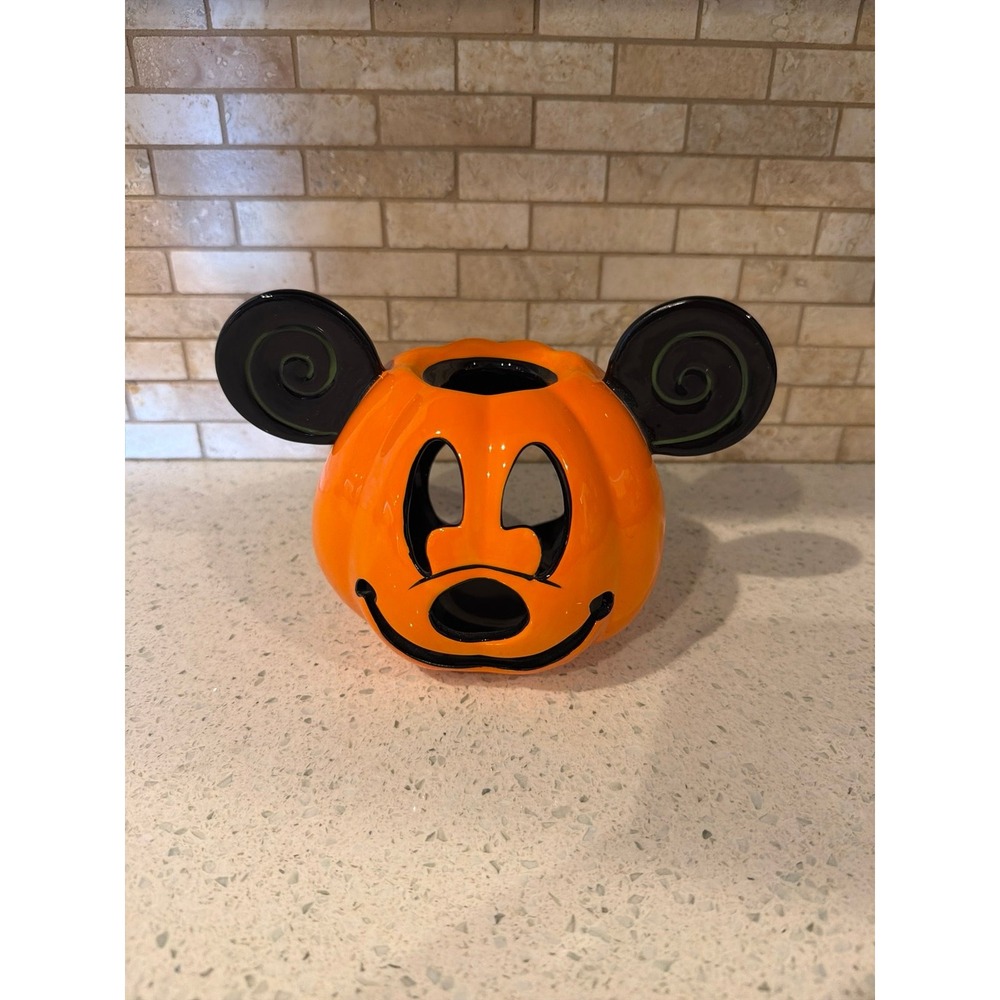 Disney Mickey Mouse Halloween Pumpkin‎ Ceramic Tea Light Candle Holder
